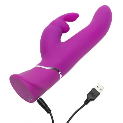 Лиловый вибратор Curve Thrusting Rechargeable Rabbit Vibrator - 24,1 см.